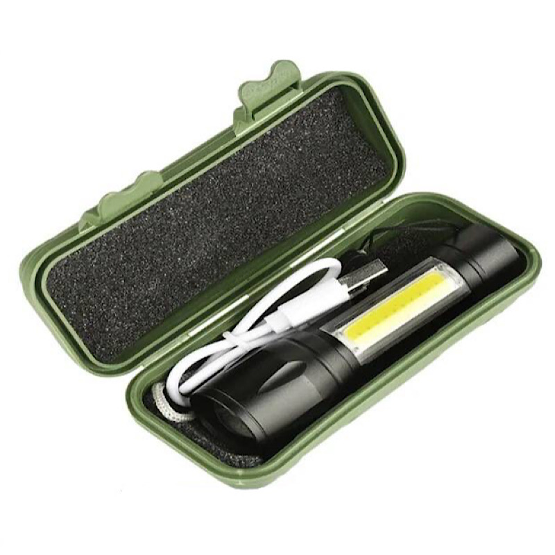 چراغ قوه زوم دار شارژی مدل فلزی به همراه کیف حمل